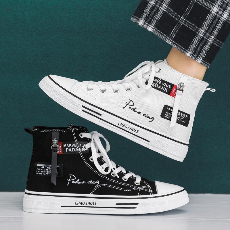 Korean-Style Men's Trendy High-Top Canvas Board Shoes