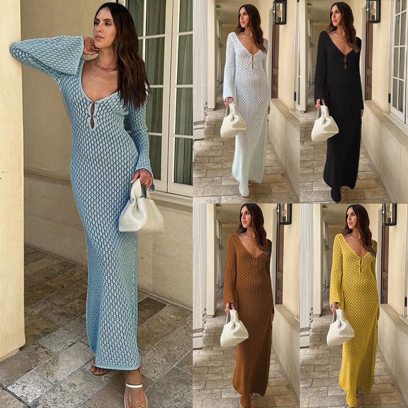 Elegant V-Neck Beach Cover Up - Sophisticated & Versatile Sun Protection