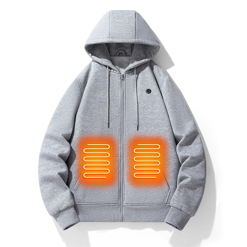 European-American Zippered Heating Hoodie - Intelligent Hoodie 5-Zone Heated Outdoor Jacket for Men