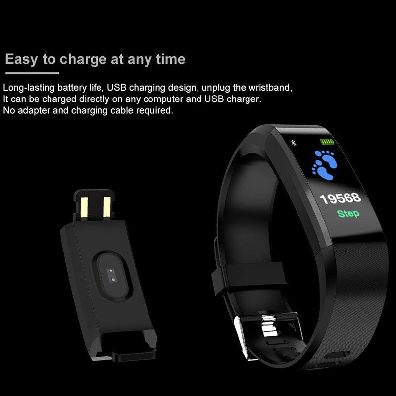 115 Plus Bluetooth Smart Watch With Heart Rate Monitor, Fitness Tracker & Waterproof Design