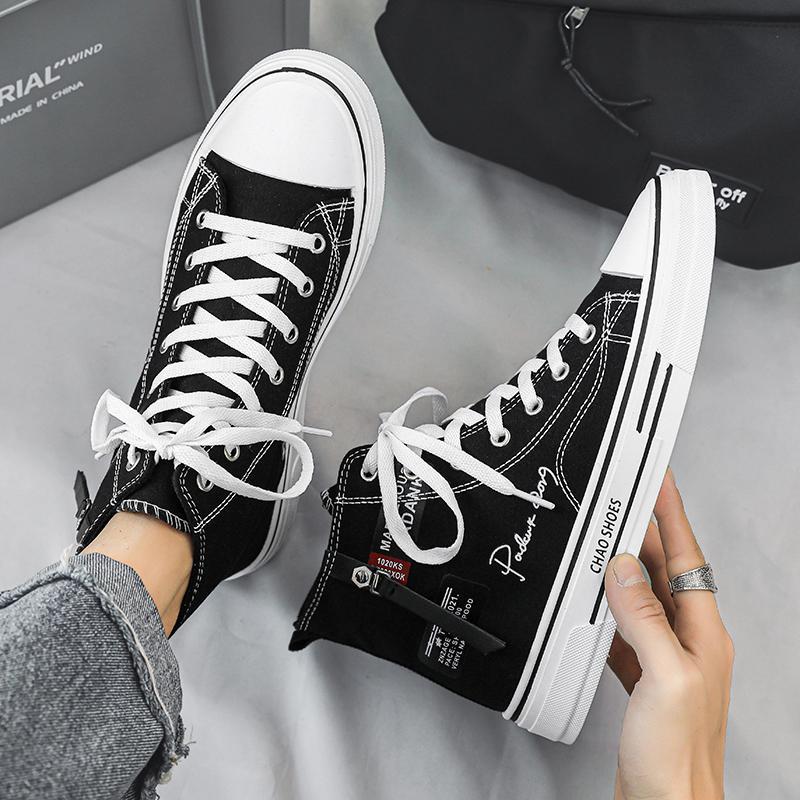 Korean-Style Men's Trendy High-Top Canvas Board Shoes