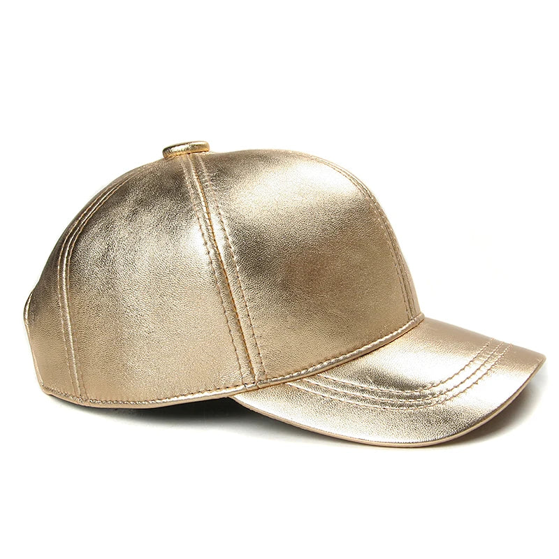 Fashion Women's Baseball Cap Sheepskin Gold