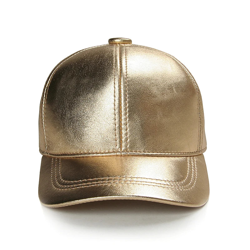 Fashion Women's Baseball Cap Sheepskin Gold