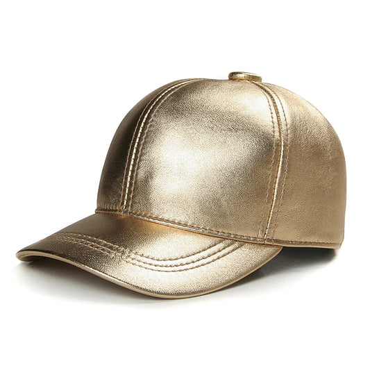 Fashion Women's Baseball Cap Sheepskin Gold