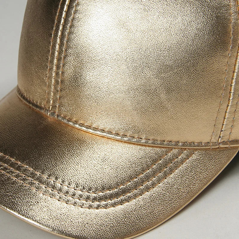 Fashion Women's Baseball Cap Sheepskin Gold