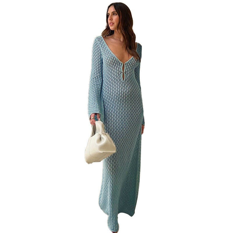 Elegant V-Neck Beach Cover Up - Sophisticated & Versatile Sun Protection