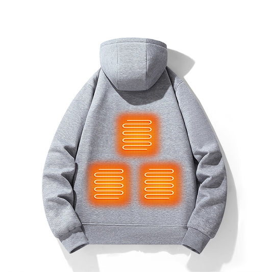 European-American Zippered Heating Hoodie - Intelligent Hoodie 5-Zone Heated Outdoor Jacket for Men
