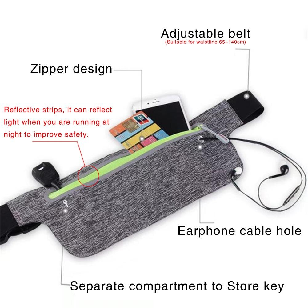 Waterproof Running Waist Bag with Pocket for Outdoor Sports