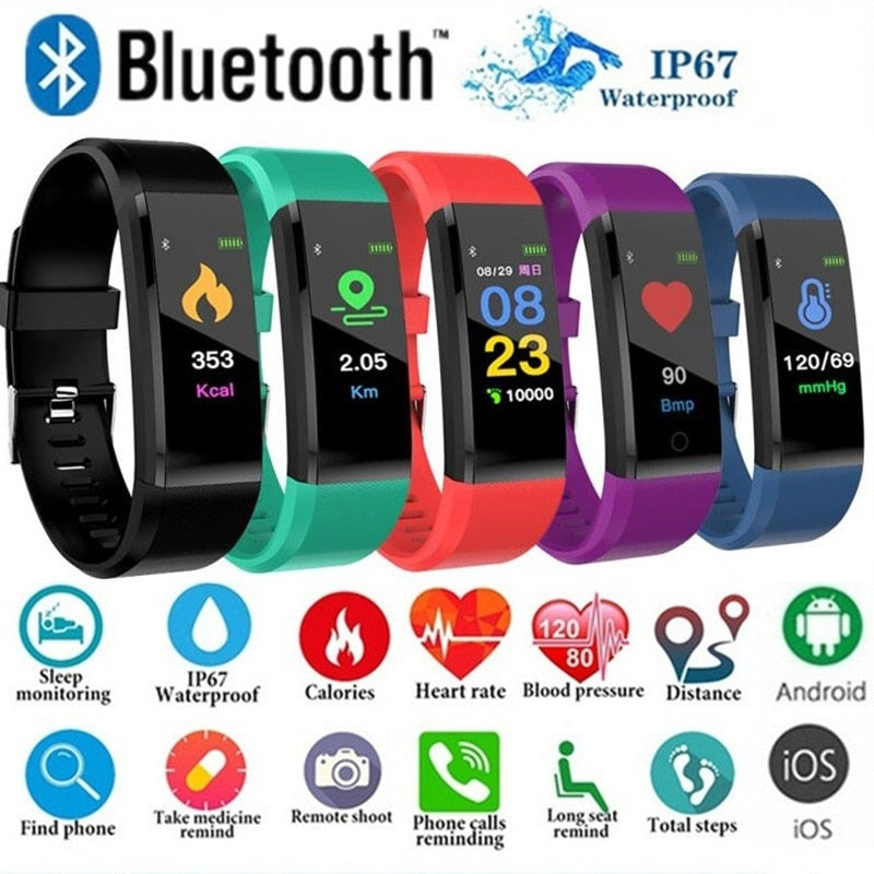 115 Plus Bluetooth Smart Watch With Heart Rate Monitor, Fitness Tracker & Waterproof Design