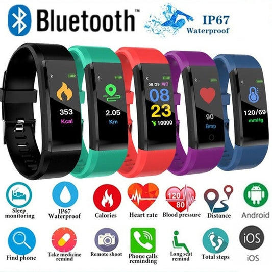 115 Plus Bluetooth Smart Watch With Heart Rate Monitor, Fitness Tracker & Waterproof Design