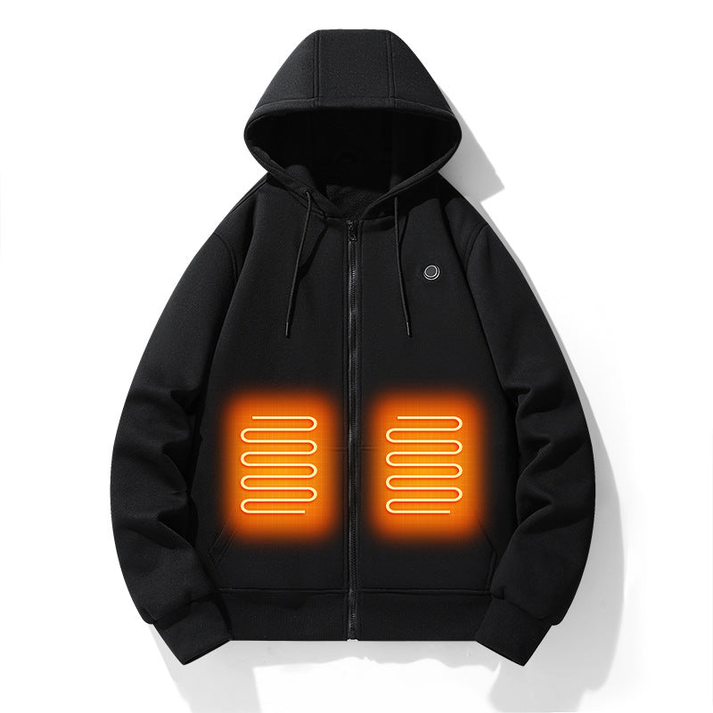 European-American Zippered Heating Hoodie - Intelligent Hoodie 5-Zone Heated Outdoor Jacket for Men