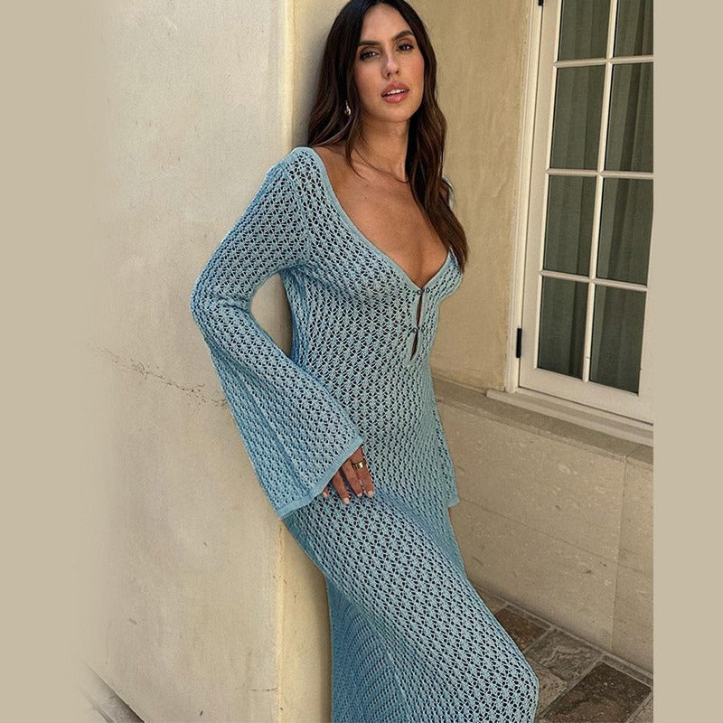 Elegant V-Neck Beach Cover Up - Sophisticated & Versatile Sun Protection