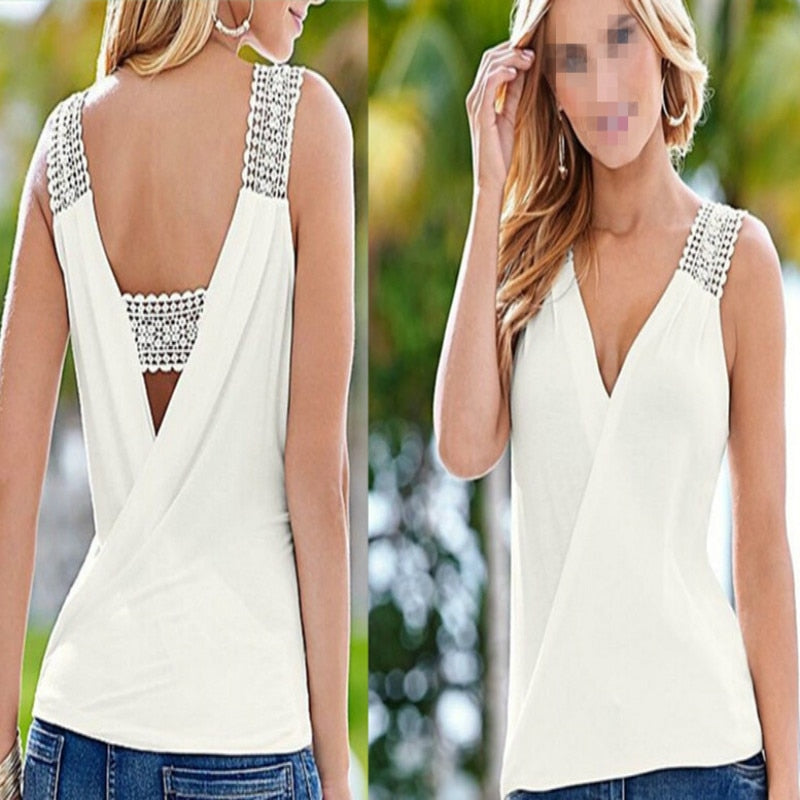 Summer Sleeveless V-Neck Tops for Women