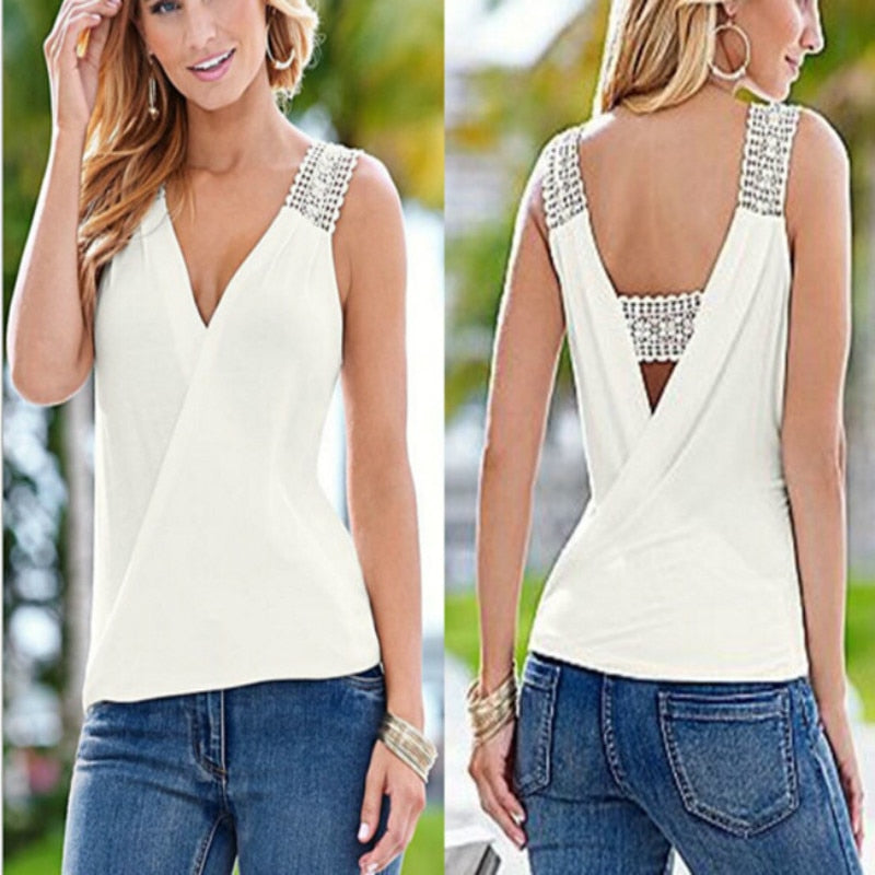 Summer Sleeveless V-Neck Tops for Women