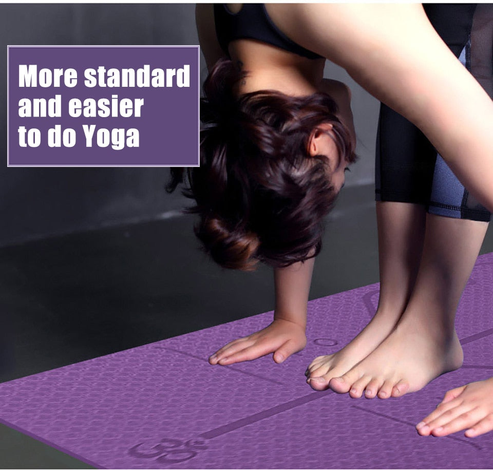 Yoga Mat with Position Line & Non-Slip For Beginner & Eco-Friendly