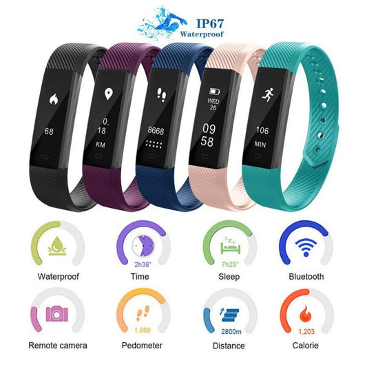 ID115 Fitness Tracker Smart Wristband With Pedometer, Sleep Monitor & Waterproof Design