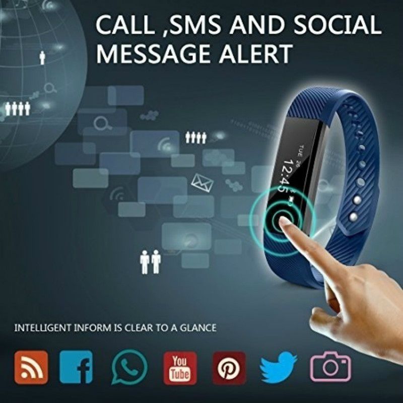 ID115 Fitness Tracker Smart Wristband With Pedometer, Sleep Monitor & Waterproof Design