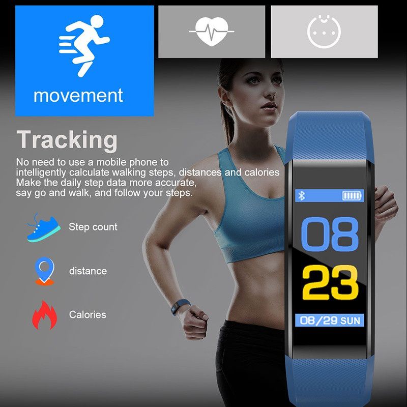 115 Plus Bluetooth Smart Watch With Heart Rate Monitor, Fitness Tracker & Waterproof Design