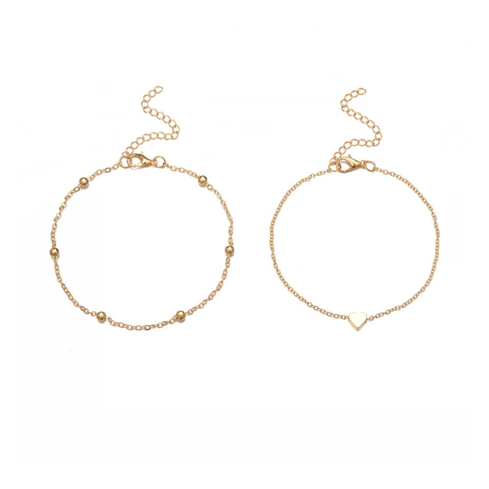 Fashionable Oval Bead Chain - Large Heart Alloy Women's Beach Foot Chain