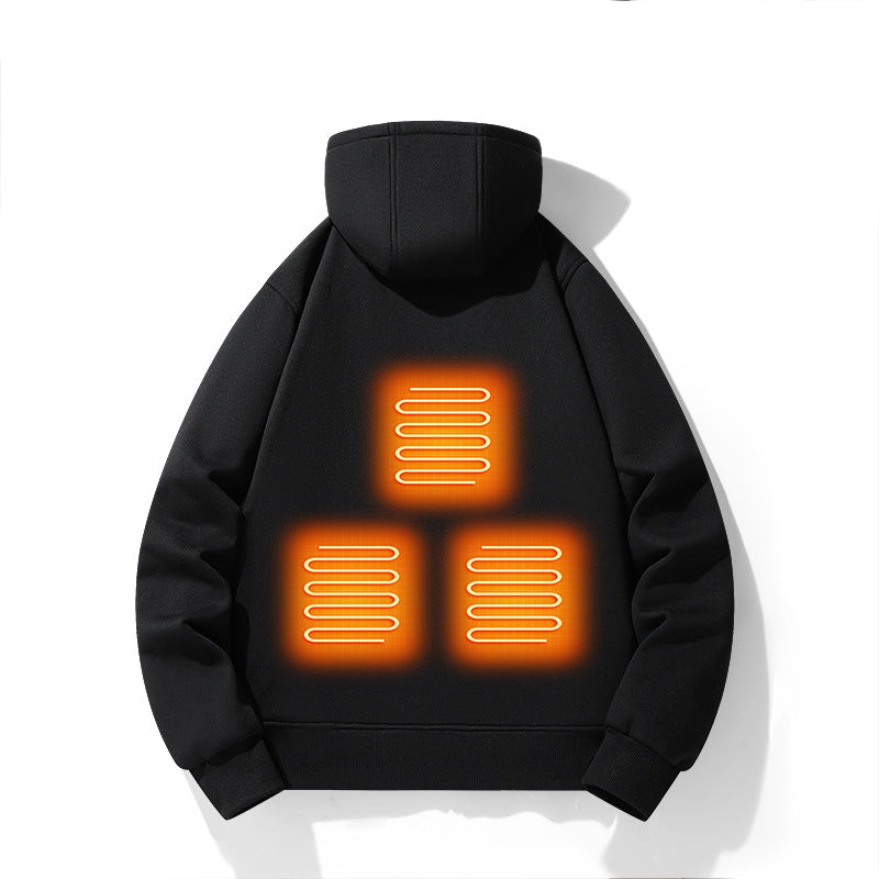 European-American Zippered Heating Hoodie - Intelligent Hoodie 5-Zone Heated Outdoor Jacket for Men