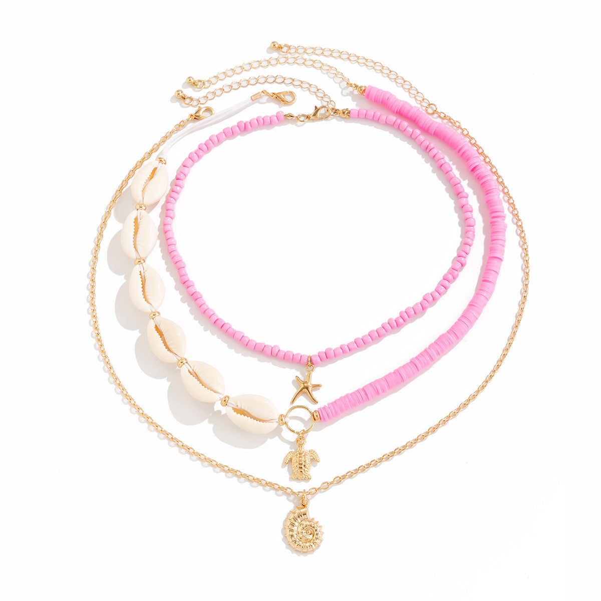 Ocean Wind Shell & Turquoise Multi-Layer Necklace - Beach Starfish Accessories