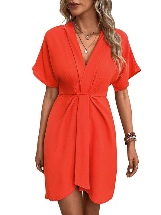 European & American Style women's Summer Solid Color Irregular Dress