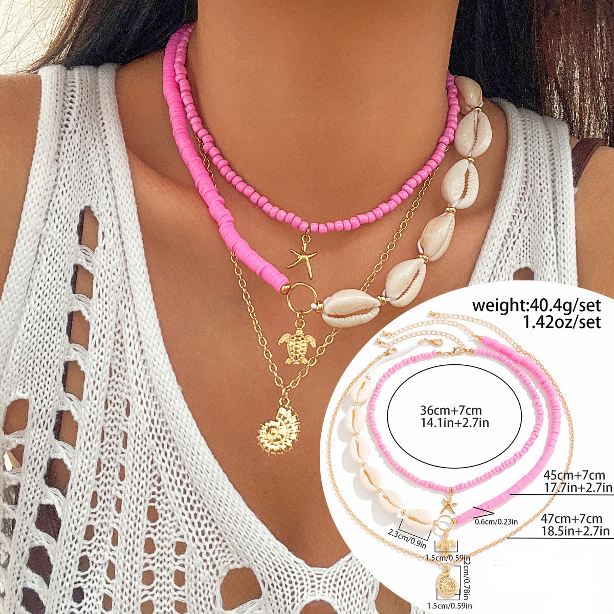 Ocean Wind Shell & Turquoise Multi-Layer Necklace - Beach Starfish Accessories